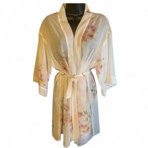 Flora Nikrooz Sheer Floral Robe - White and Pink